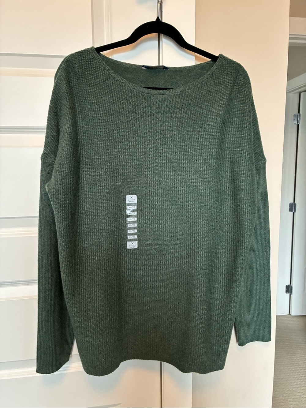 Women’s Olive Green Ribbed Sweater - Classic Crewneck - Size XL